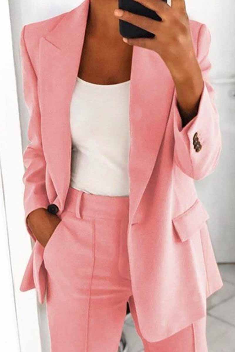 Florcoo Two-Piece Fashion Lapel Slim Cardigan Blazer(5 Colors)