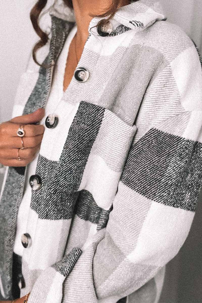 Omyke Fashion Lapel Loose Plaid Jacket Tops(3 Colors)