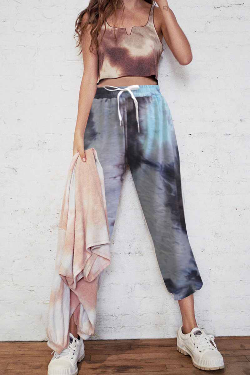 Omyke Cotton Tie-dye Casual Trousers
