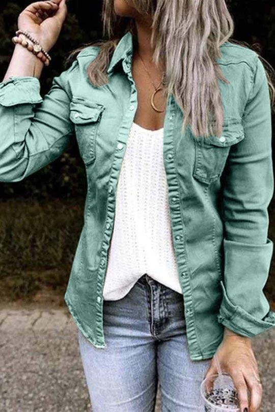Omyke Long Sleeve Solid Color Jacket Tops(4 Colors)