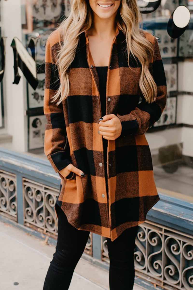 Omyke Contrast Plaid Coat