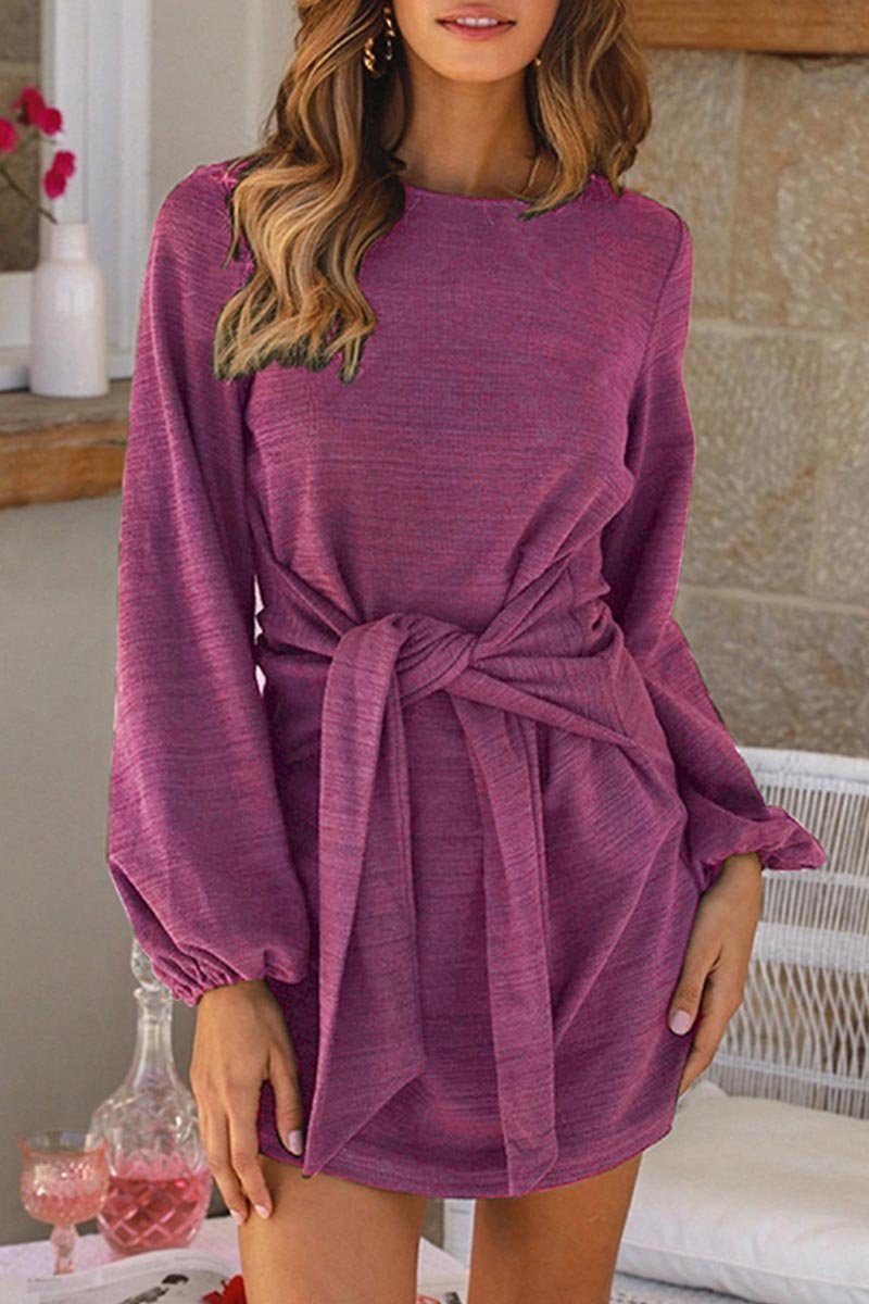 Omyke New Mini Dress With Belt(3 Colors)