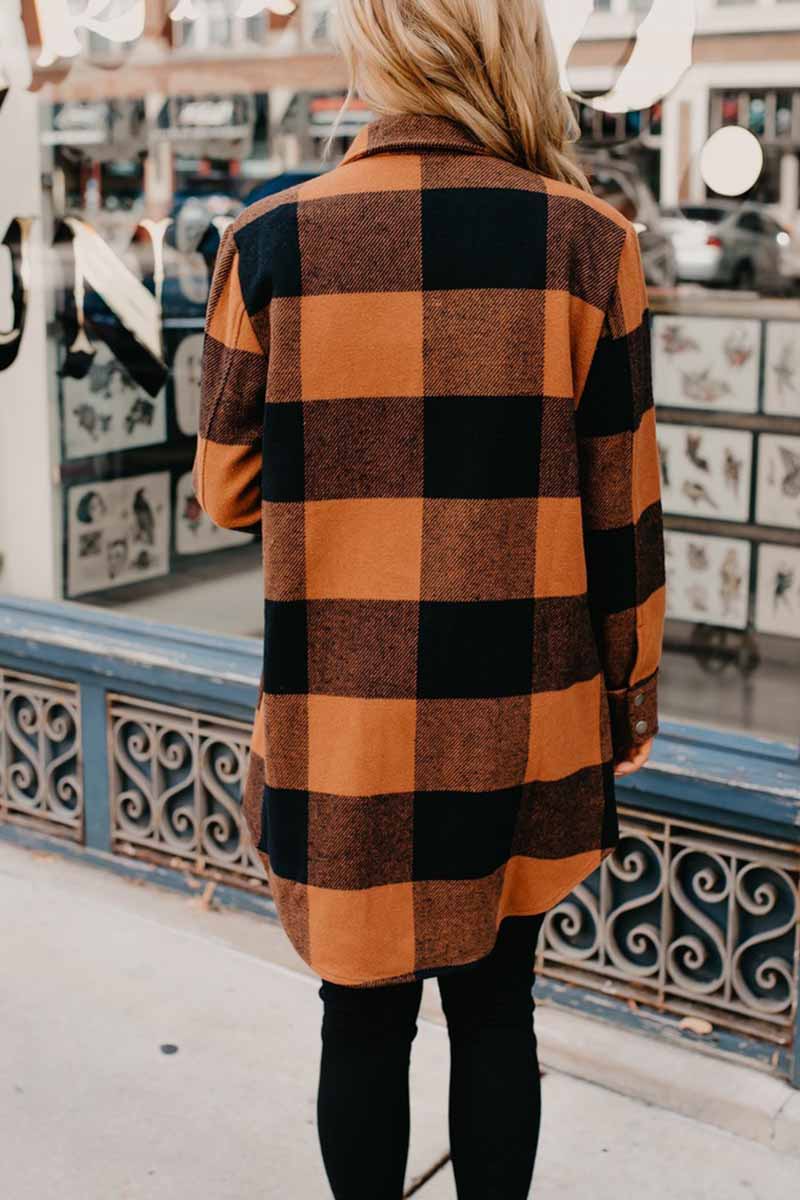 Omyke Contrast Plaid Coat