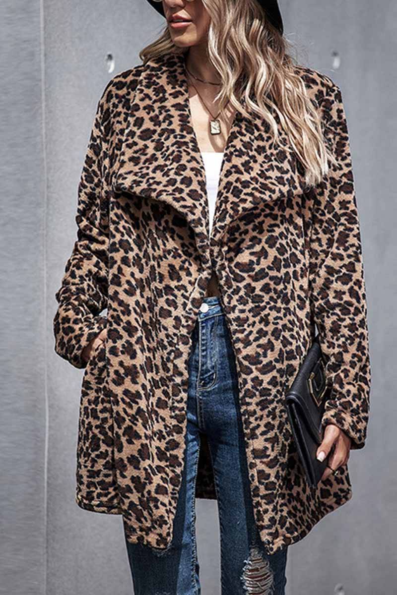 Omyke Sexy Leopard Long Coat