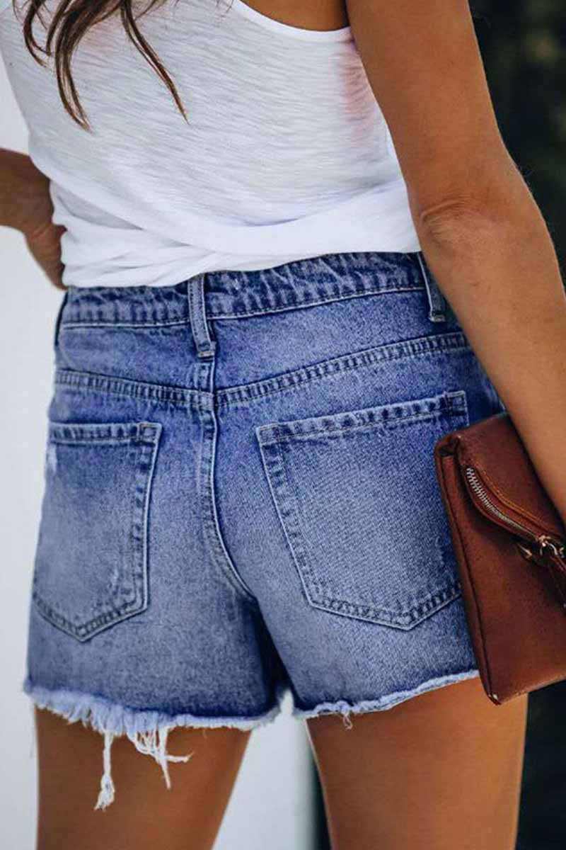 Omyke Ripped & Repaired Denim Skorts