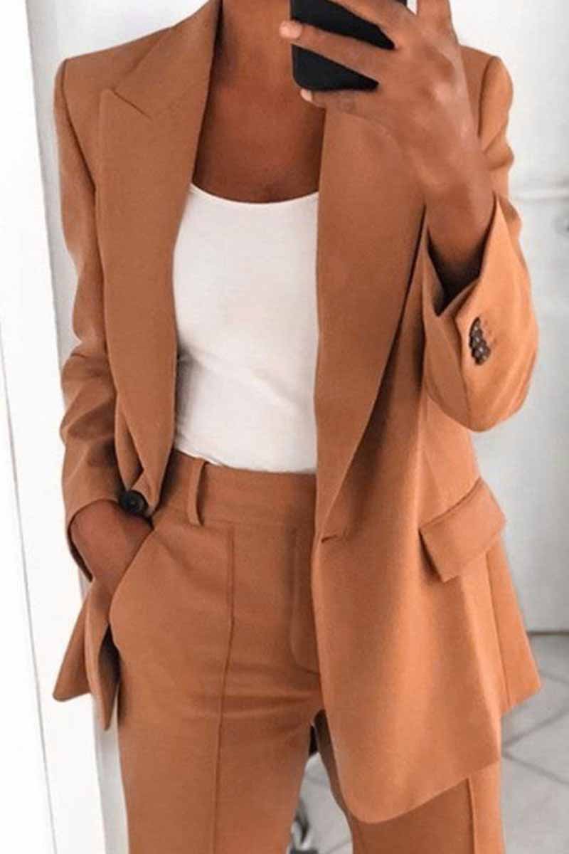 Florcoo Two-Piece Fashion Lapel Slim Cardigan Blazer(5 Colors)