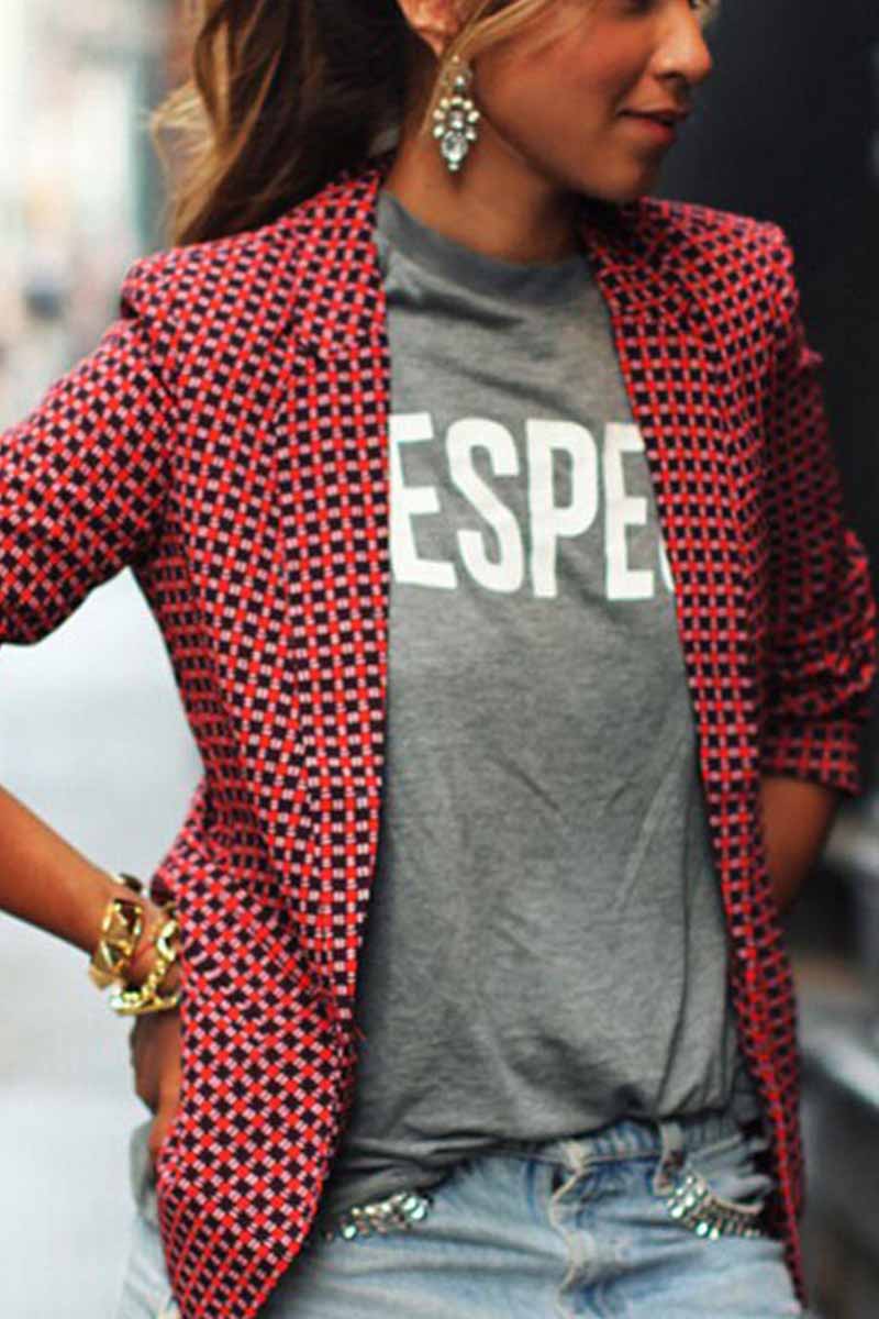 Omyke Red Plaid Short Coat