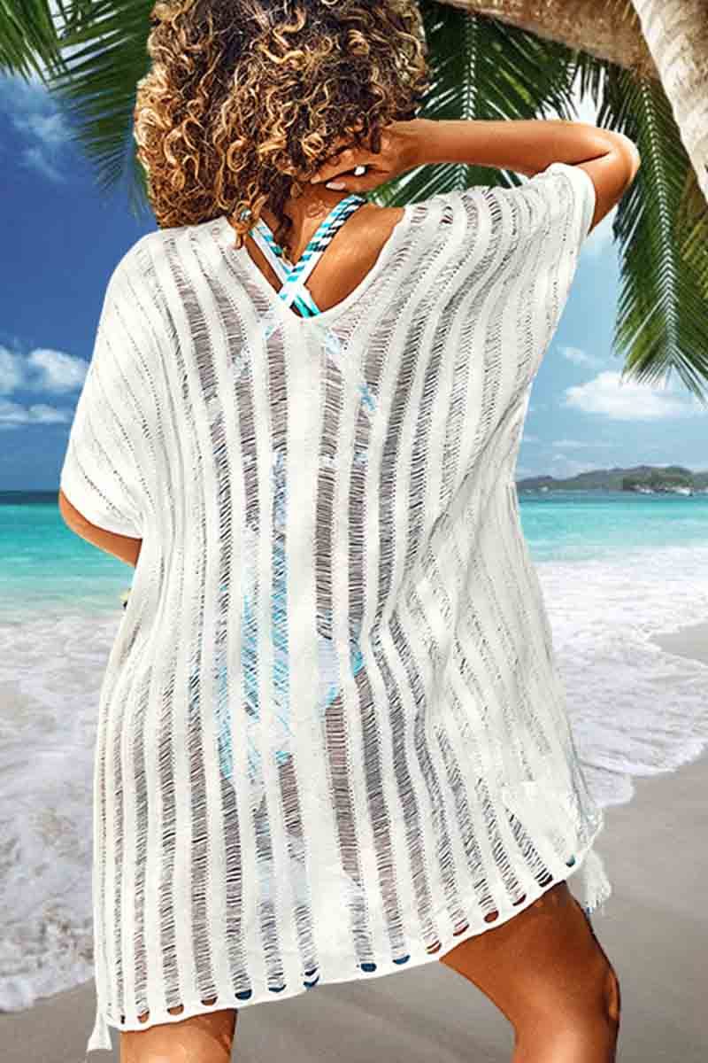 Florcoo Hollow See-Through Swimwear Cover-Up