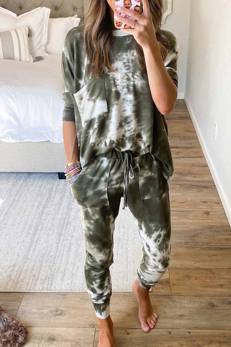 Omyke Dark Tie Dye Comfortable Casual Set