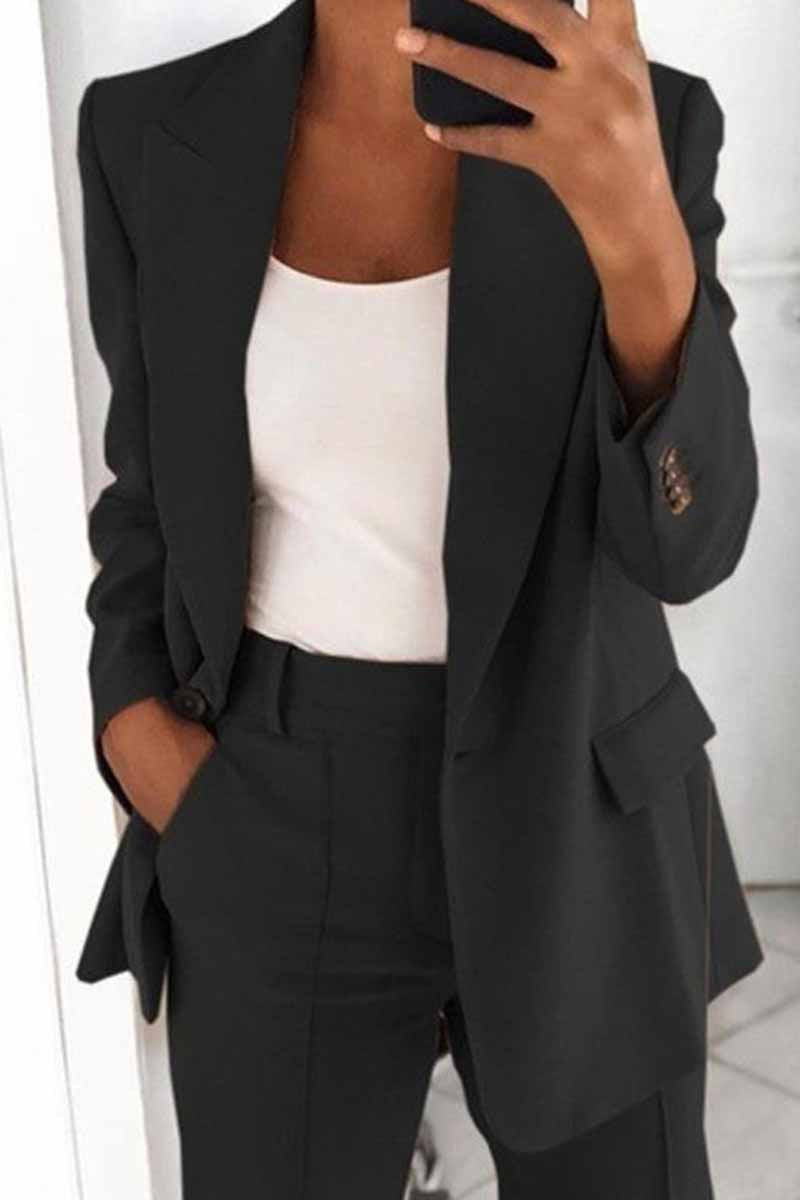 Florcoo Two-Piece Fashion Lapel Slim Cardigan Blazer(5 Colors)