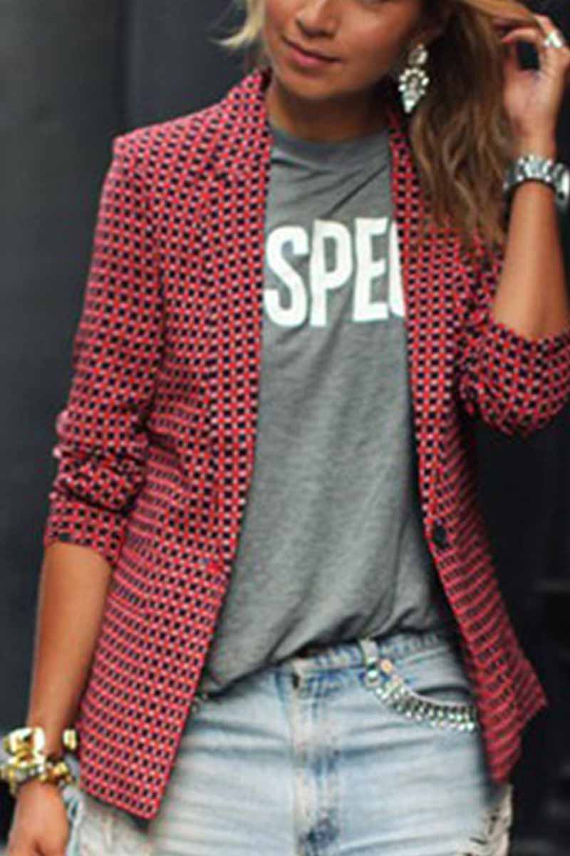Omyke Red Plaid Short Coat