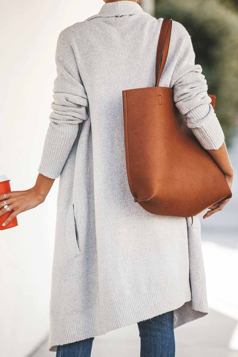 Omyke Pure Color Casual Loose Coat