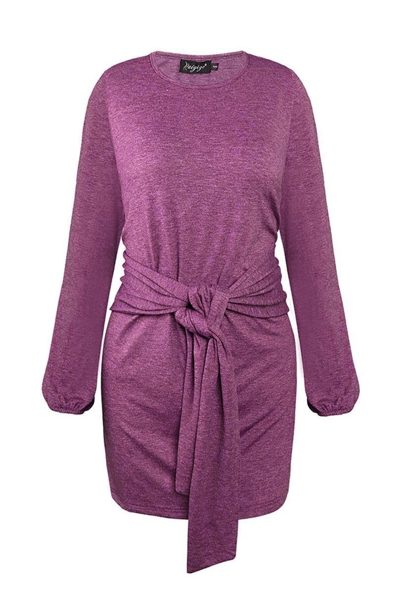 Omyke New Mini Dress With Belt(3 Colors)