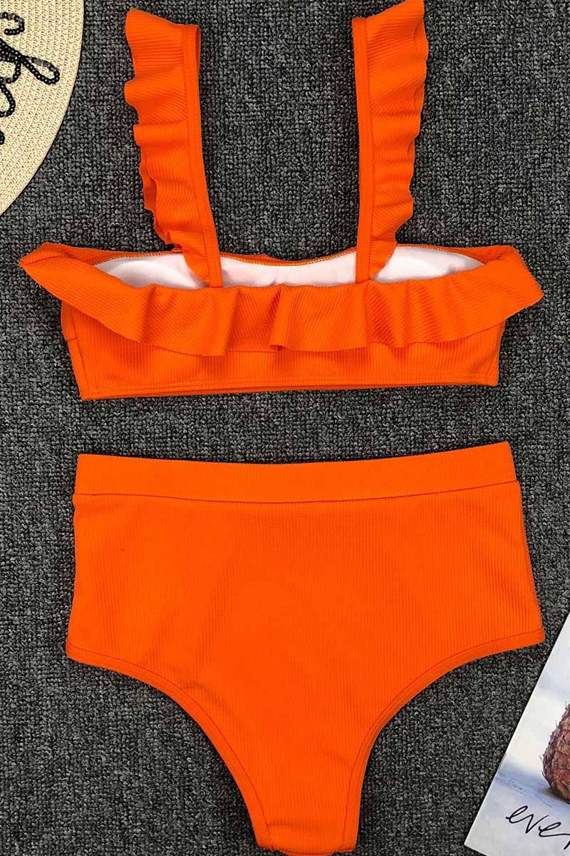 Omyke High Waist Ruffled Bikini Set(3 Colors)