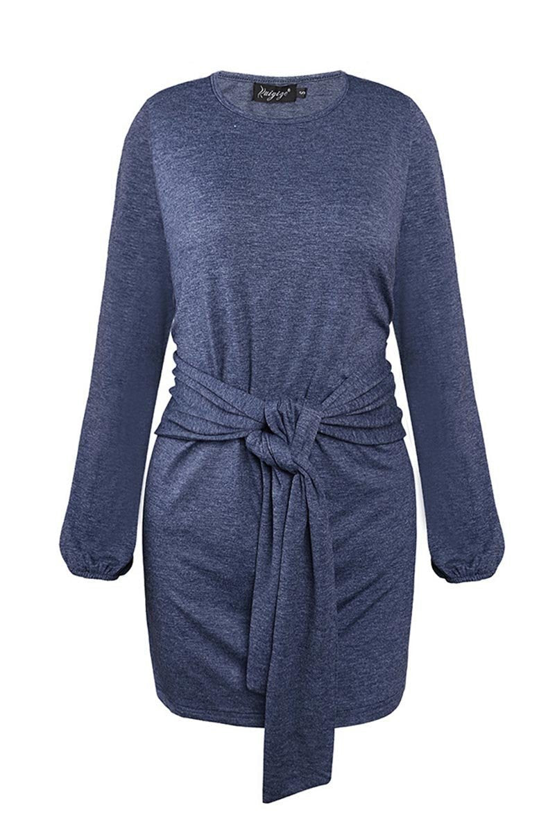 Omyke New Mini Dress With Belt(3 Colors)