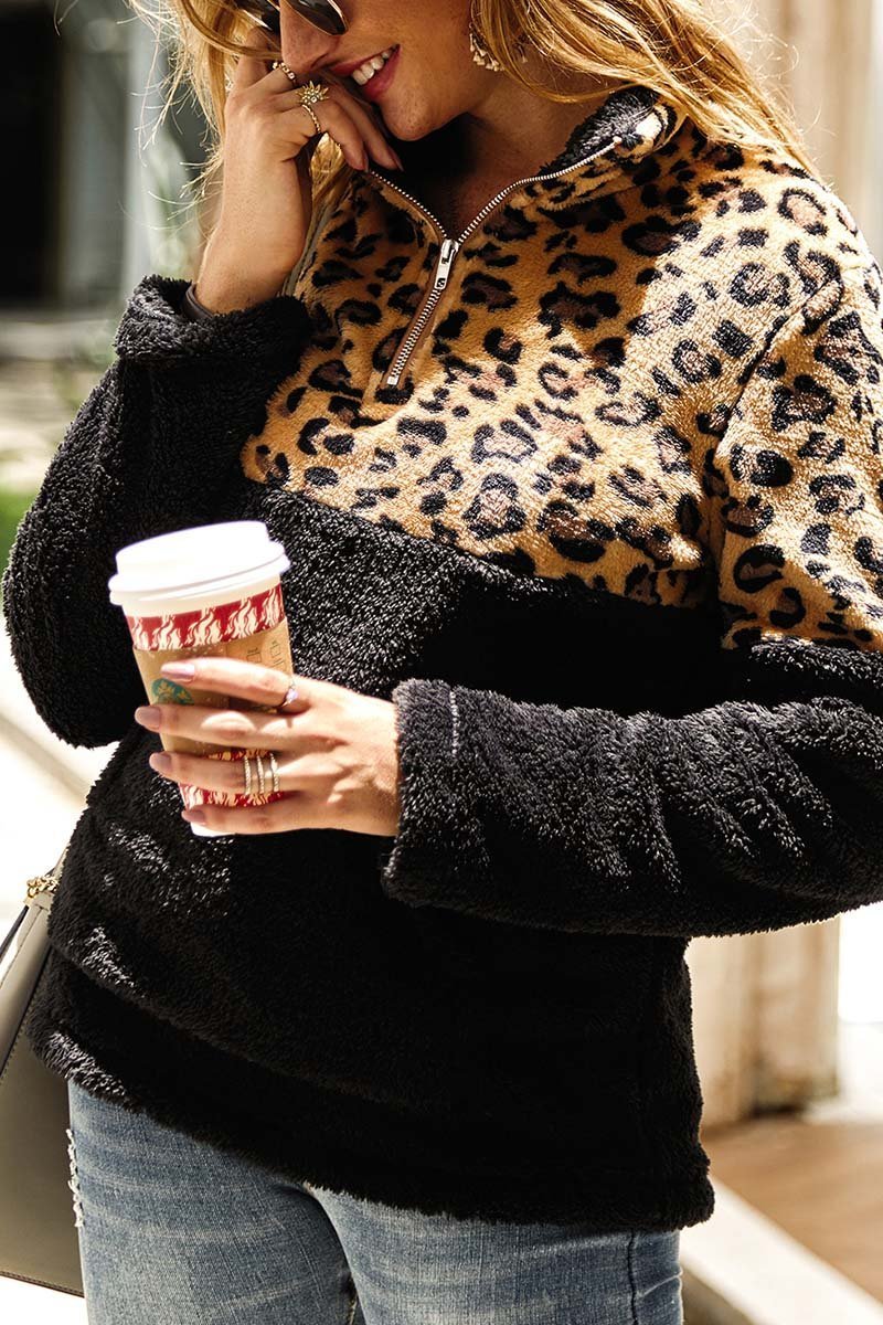 Omyke Leopard Stitching Tops