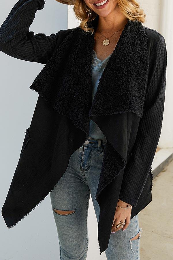 Florcoo Solid Plush Irregular Coat