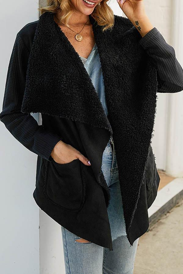 Florcoo Solid Plush Irregular Coat
