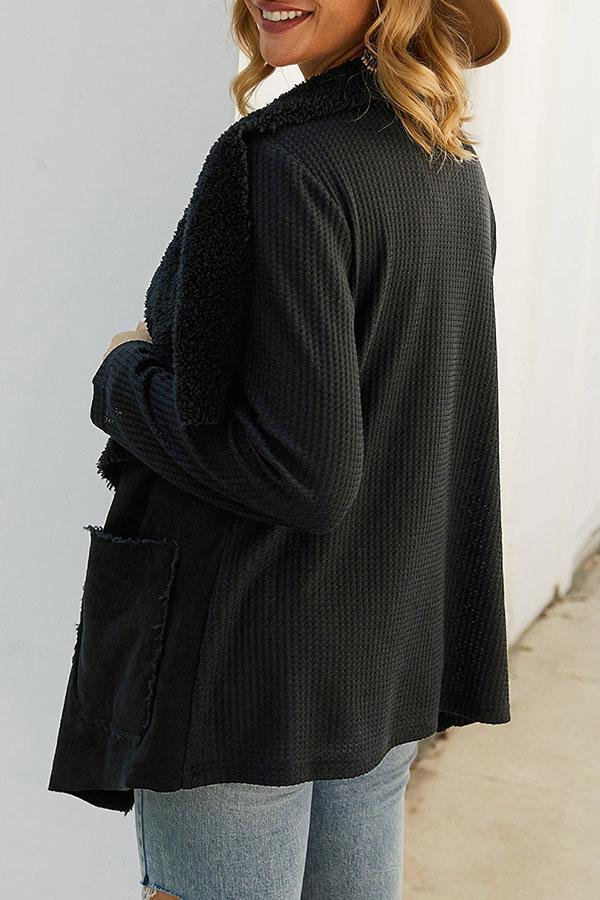 Florcoo Solid Plush Irregular Coat