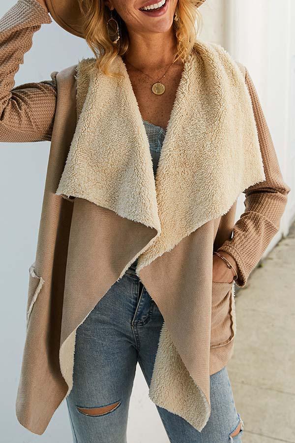 Florcoo Solid Plush Irregular Coat