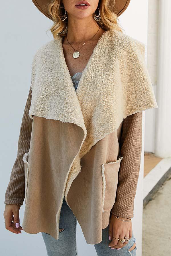 Florcoo Solid Plush Irregular Coat