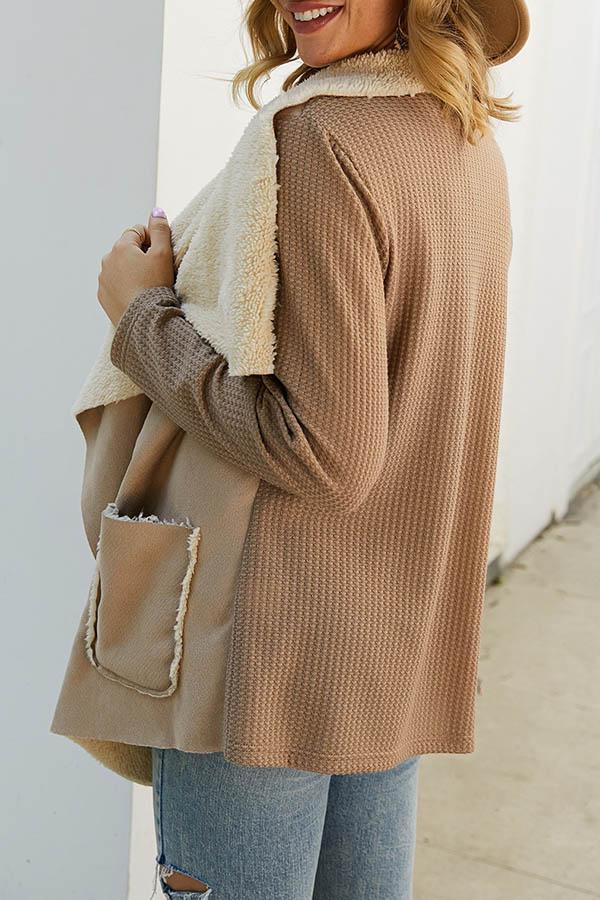 Florcoo Solid Plush Irregular Coat