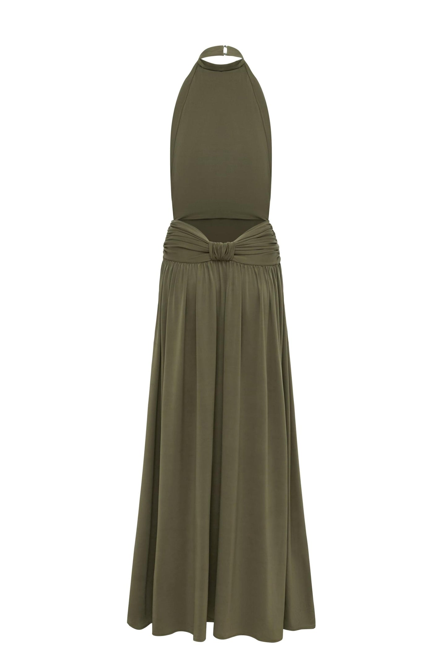 Halter Neck Backless Gathering Maxi Dress