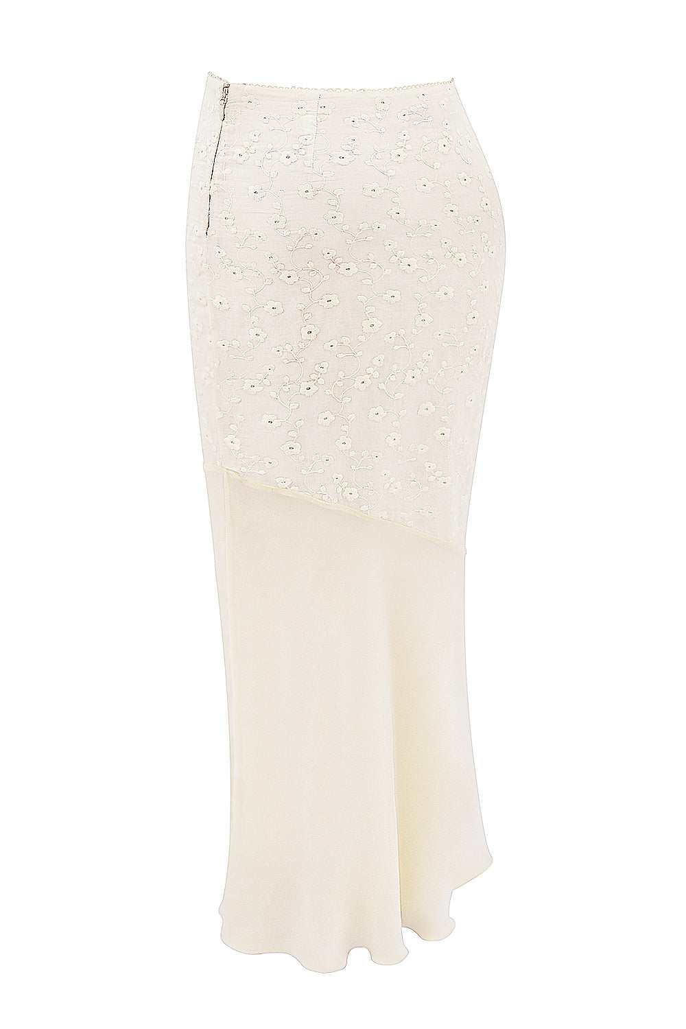 Embroidered Button Top & High Waist Midi Skirt Set