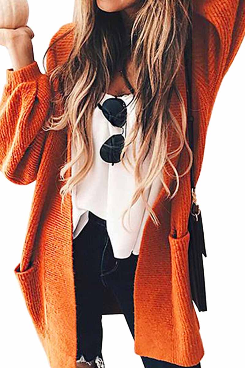 Omyke Loose Long Orange Cardigan
