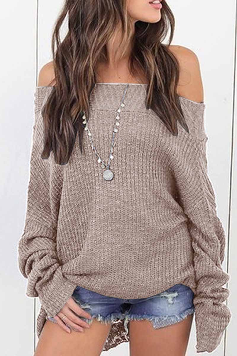 Omyke Off-Shoulder Loose Style Sweater