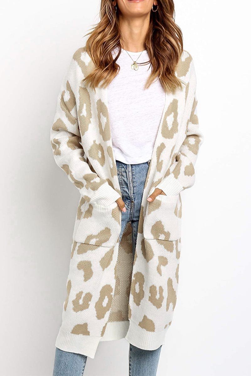 Omyke Leopard Print Sweet Comfy Cardigan Tops Sweater(3 Colors)