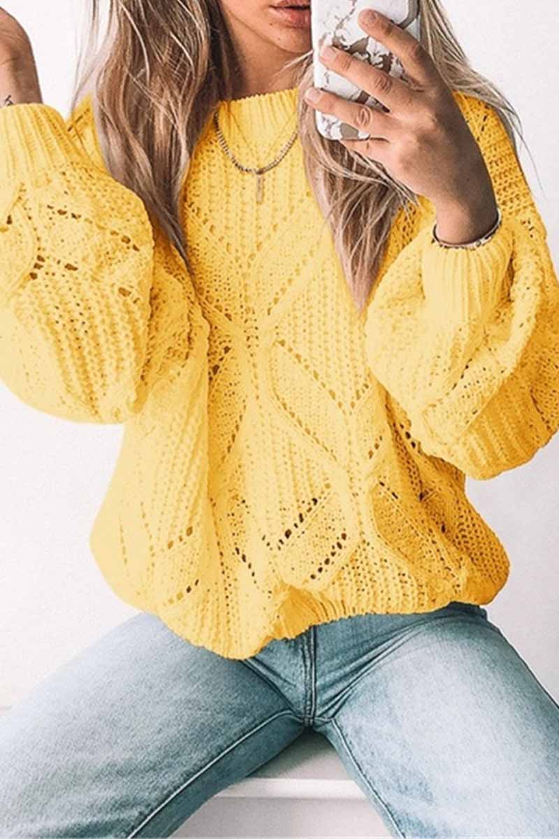 Omyke Loose Round Neck Knitted Sweater(5 Colors)