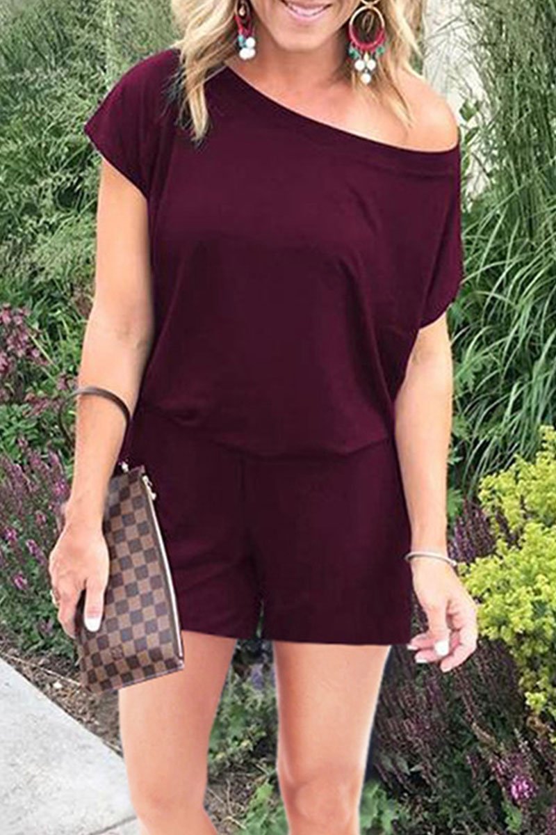 Omyke One Shoulder Rompers(4 Colors)