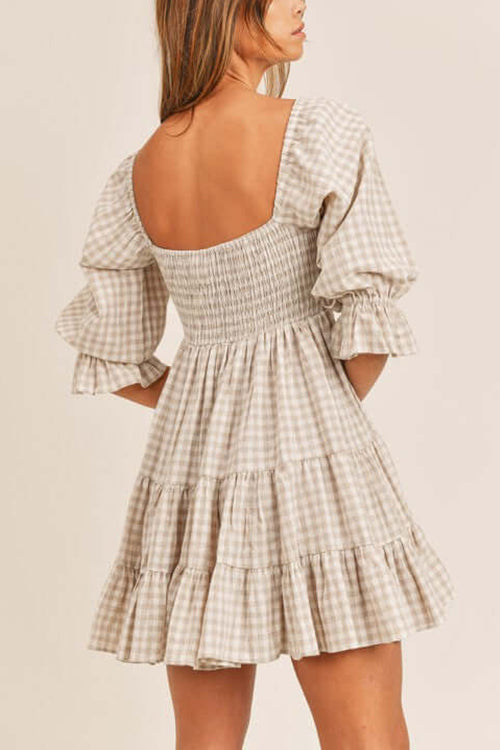 Smocked Gingham Babydoll Dress