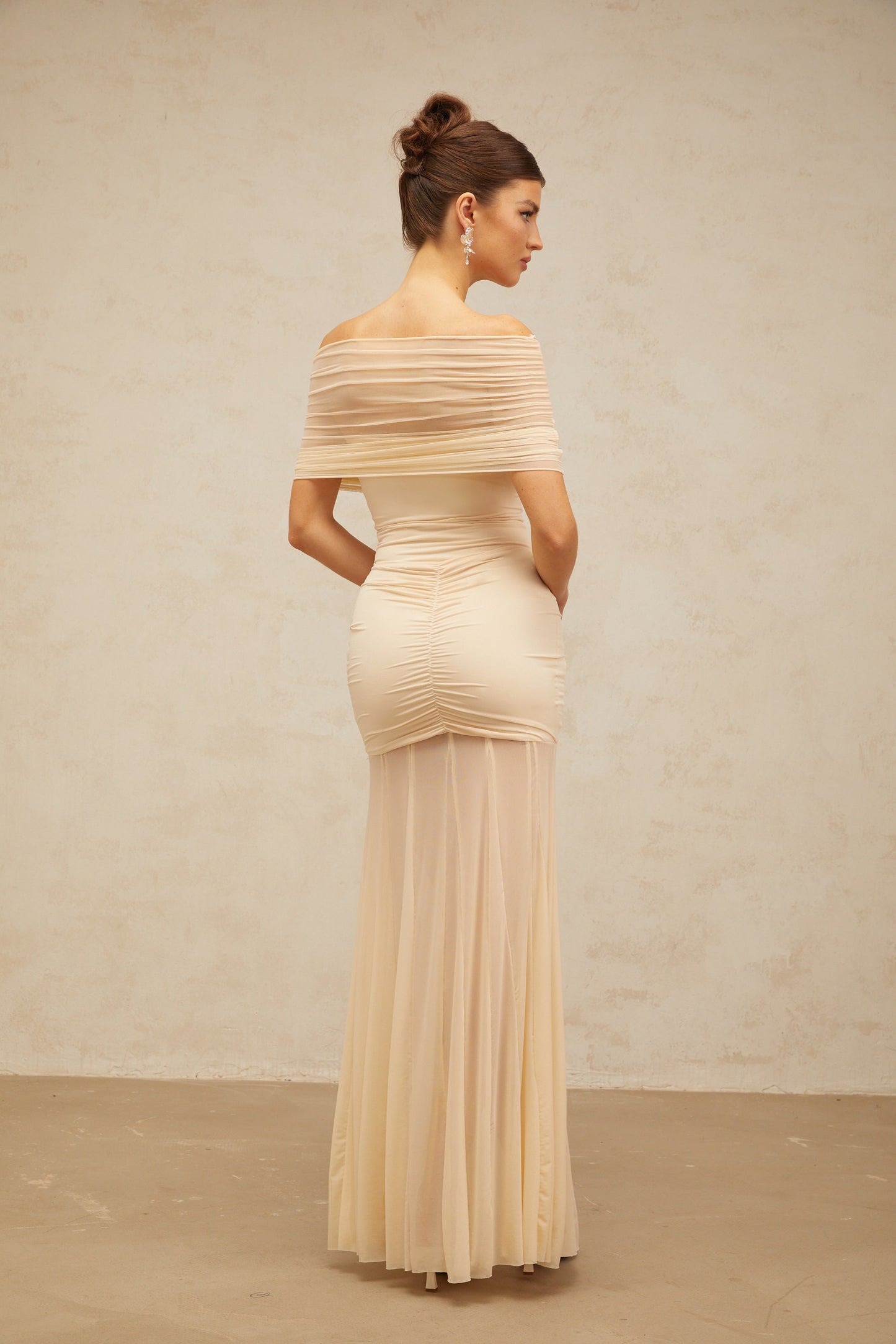 Ninon tulle-panel smocked maxi dress
