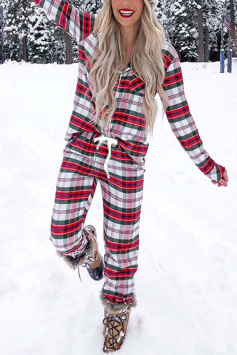 Fashion Living Plaid Patchwork Turndown Collar Two Pieces