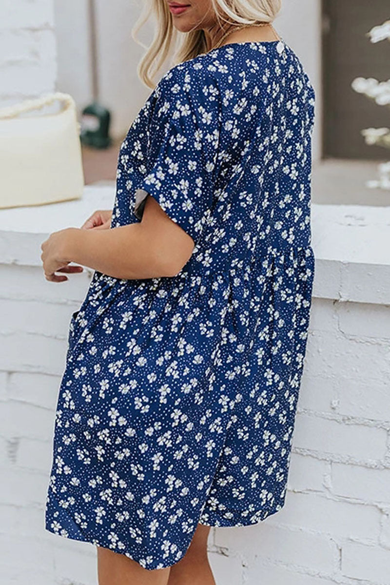 Fashion Casual Print Split Joint V Neck A Line Dresses