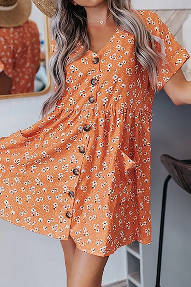 Fashion Casual Print Split Joint V Neck A Line Dresses