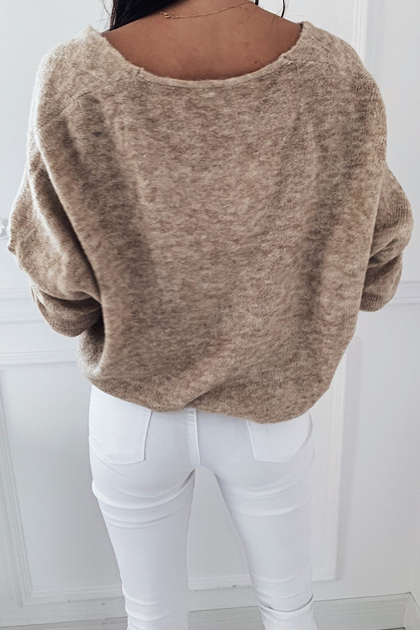 Casual Solid Basic V Neck Tops Sweater(4 Colors)