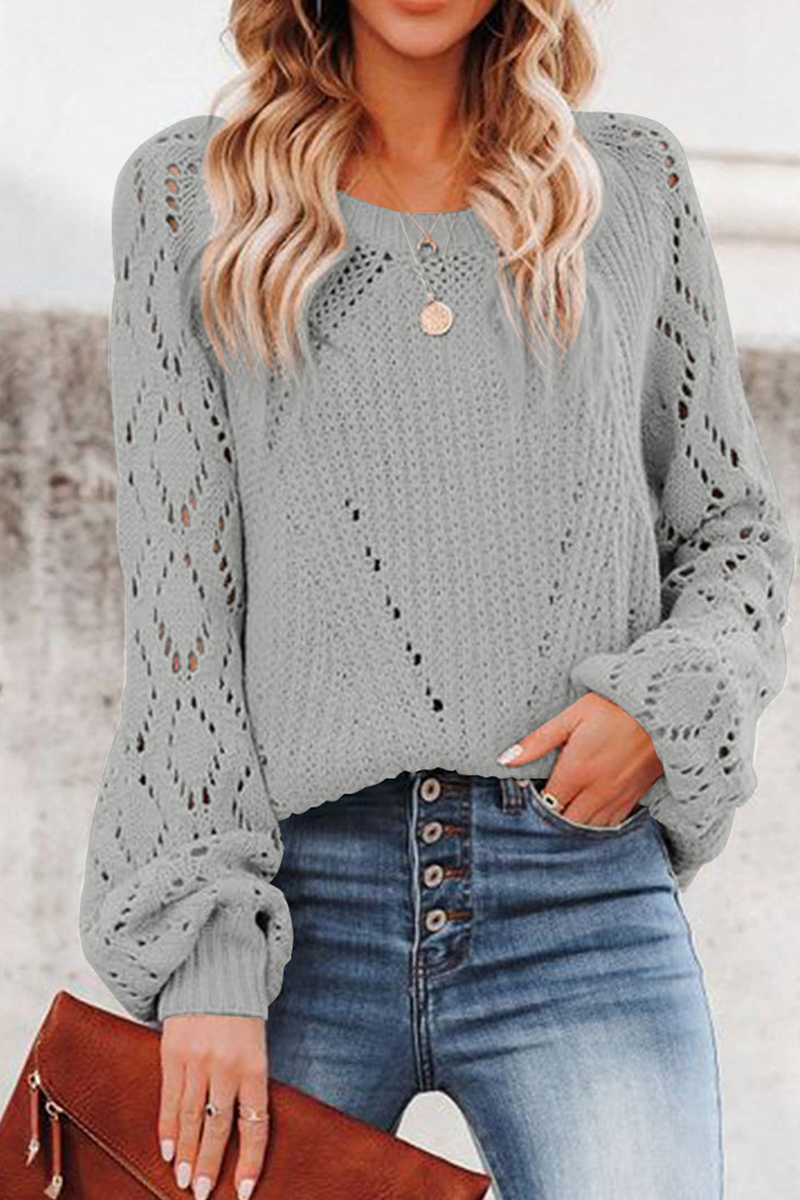 Fashion Solid Patchwork O Neck Sweaters (7 colors)