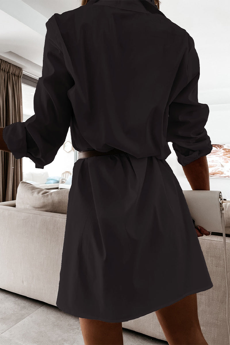 Fashion Casual Solid Patchwork POLO collar One Step Skirt Dresses Fashion Casual Solid Patchwork POLO collar One Step Skirt Dresses