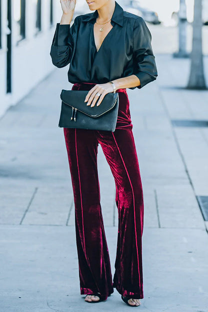 Street Elegant Boot Cut Mid Waist Speaker Bottoms(3 Colors)