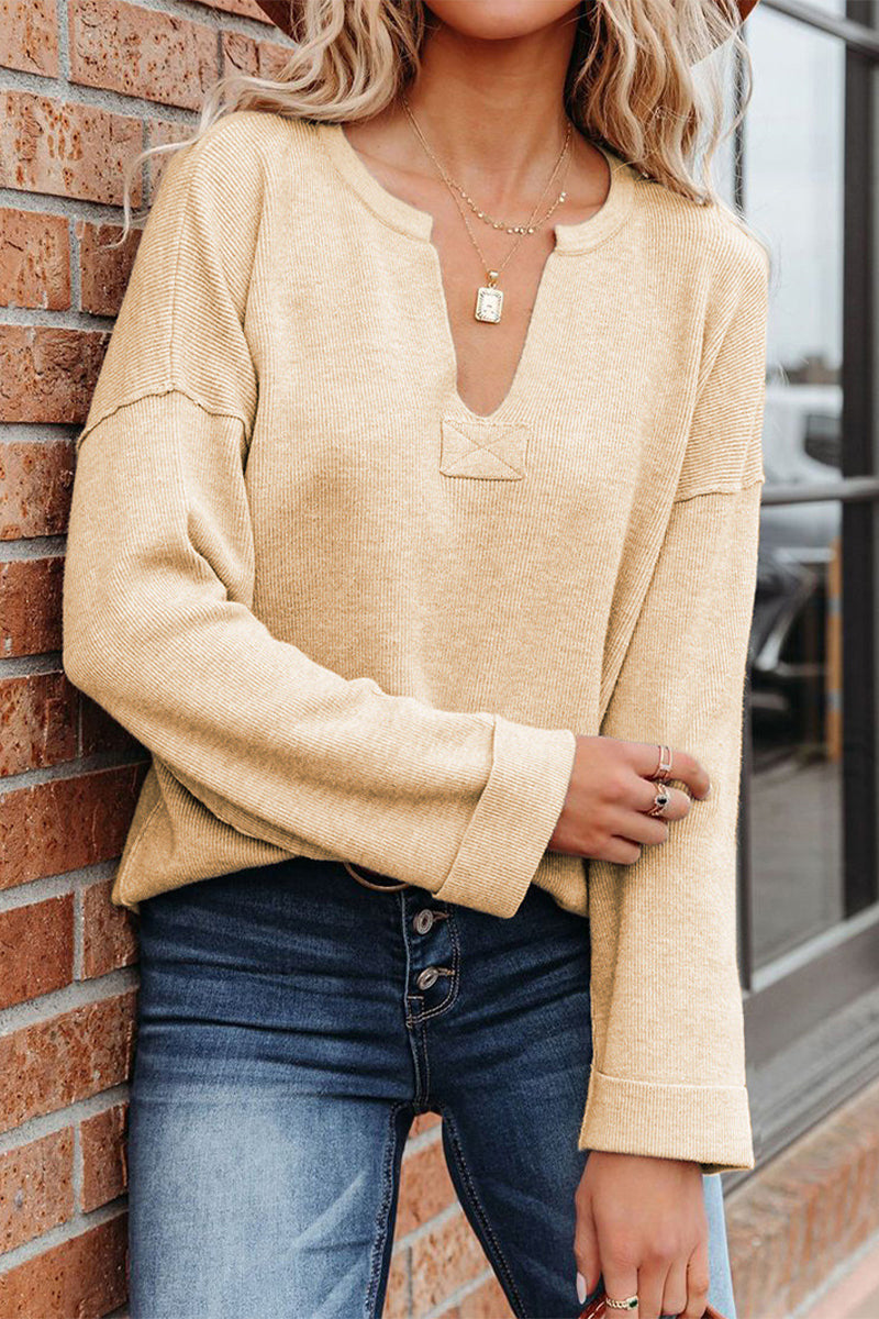 Casual Solid Color V Neck Sweaters(3 Colors)