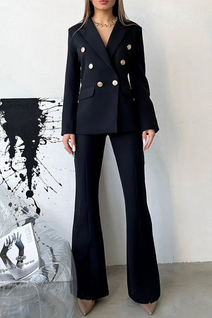 Sweet Work Turn-back Collar Long Sleeve Two Pieces(3 Colors)