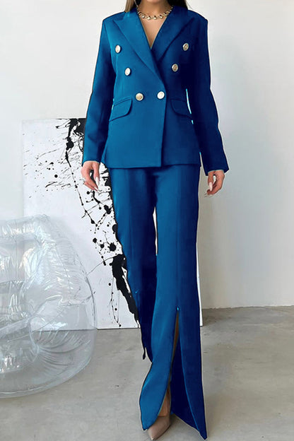 Sweet Work Turn-back Collar Long Sleeve Two Pieces(3 Colors)