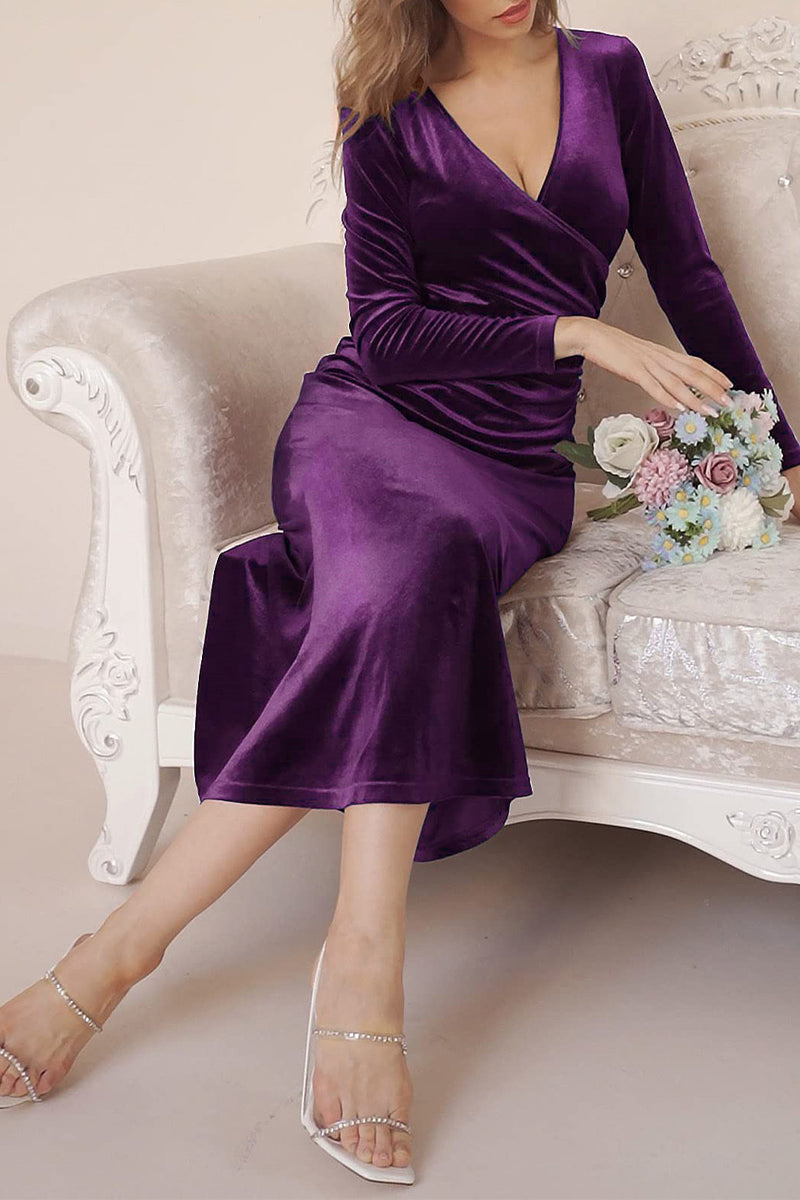 Sweet Elegant Solid Solid Color V Neck Evening Dress Dresses(4 Colors)