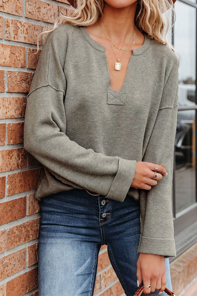 Casual Solid Color V Neck Sweaters(4 Colors)