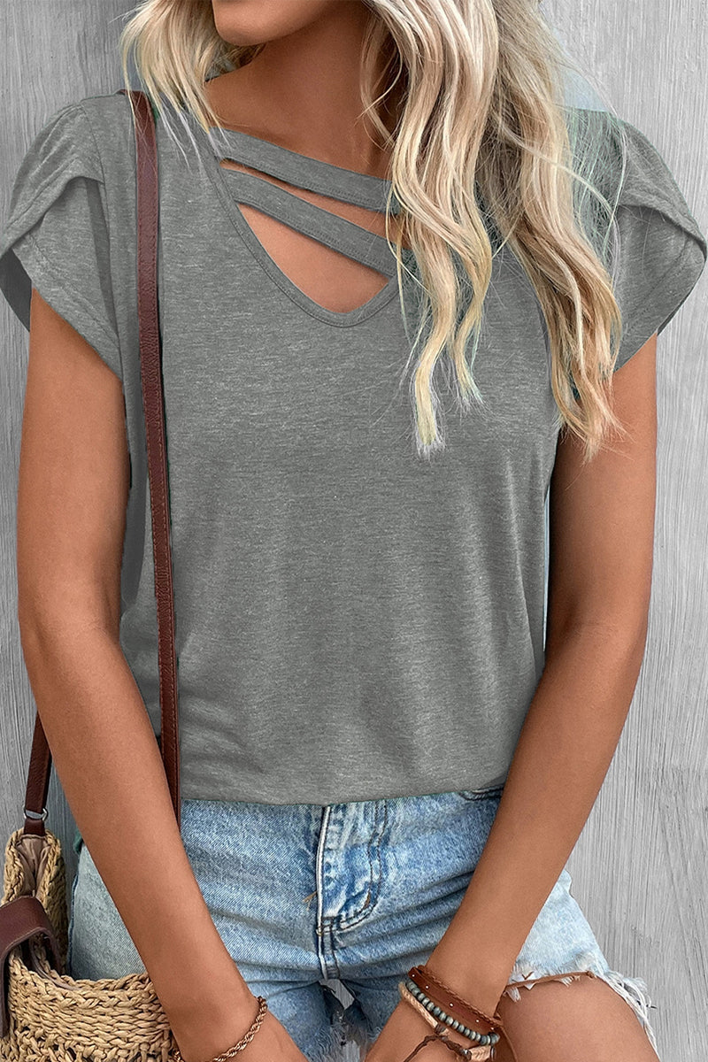 Casual Simplicity Solid V Neck T-Shirts(9 Colors)