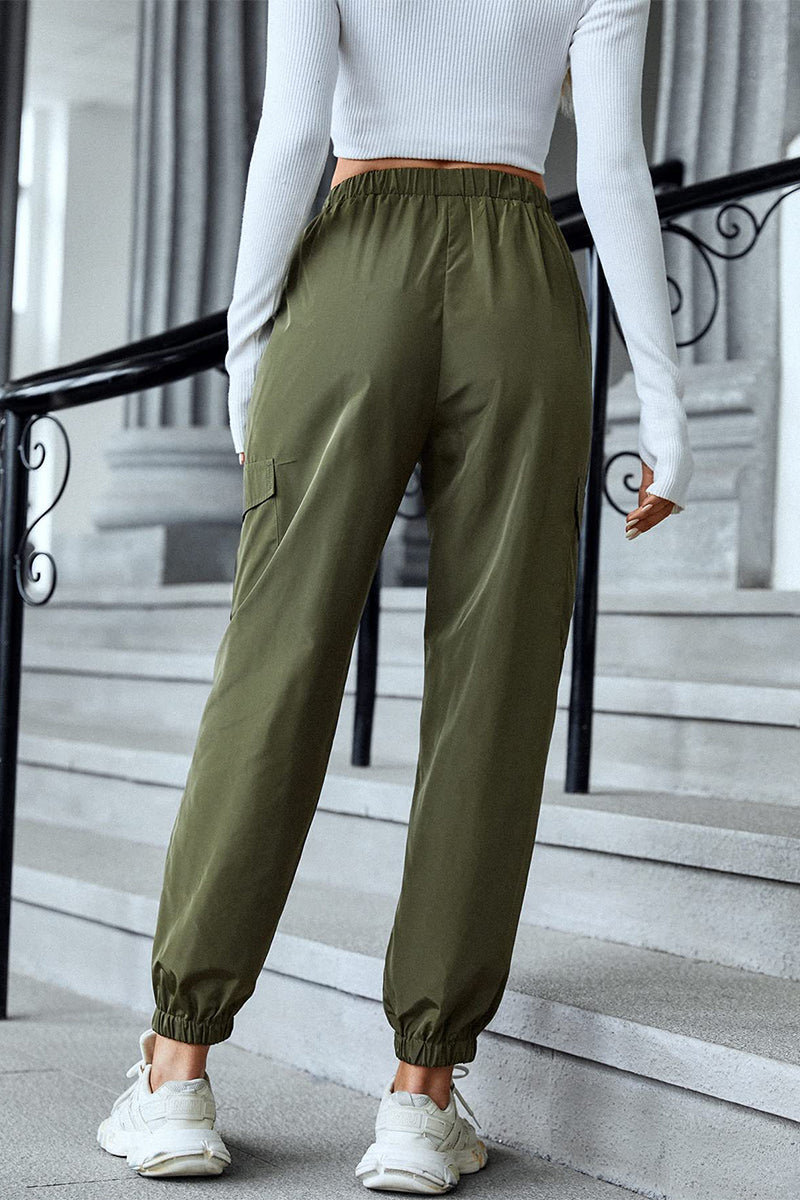 Casual Street Solid Pocket Regular High Waist Pencil Solid Color Bottoms