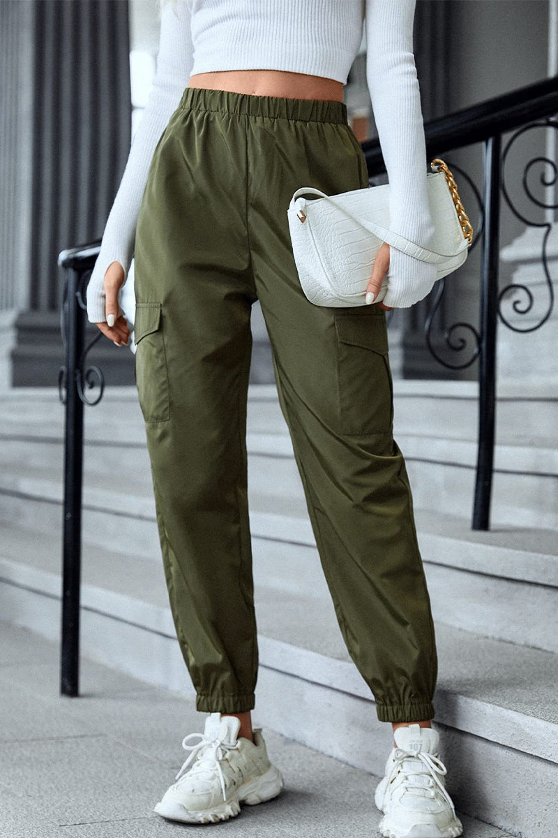 Casual Street Solid Pocket Regular High Waist Pencil Solid Color Bottoms